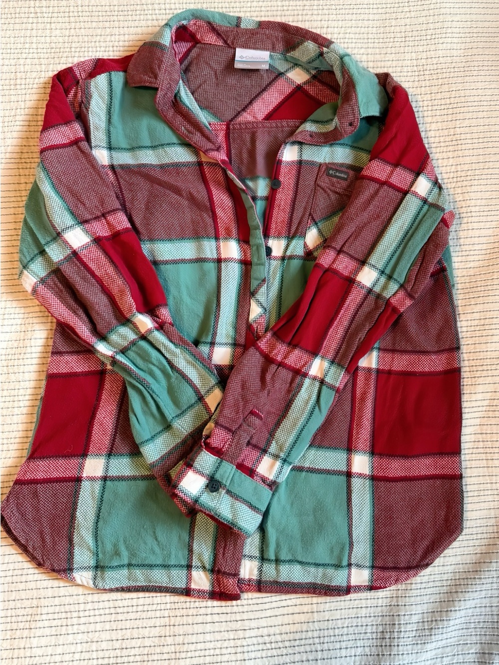 Columbia Women’s Red & Teal Plaid Button-Down Shirt